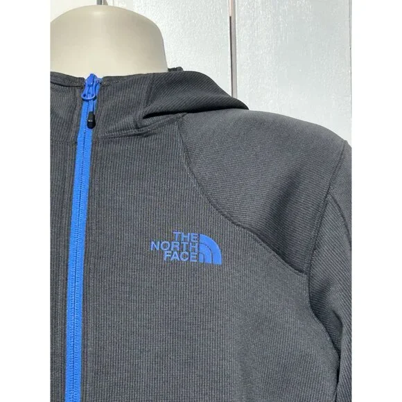 The North Face Men's Gray Blue Full-Zip Fleece Hoodie Athletic Jacket Size M 304 - Picture 2 of 11